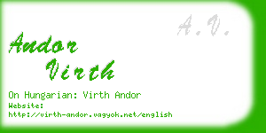 andor virth business card